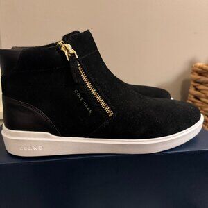 Cole Haan Women's Grand Crosscourt Black Side Zip Sneakers - Size 9.5